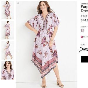 Maurices Flutter Sleeve Lavender Handkerchief Dress